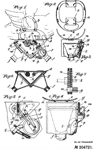 Dessins illustrant un brevet déposé par le Dr Julius Neubronner en 1907