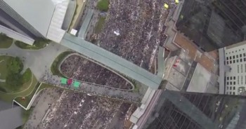 Les manifestations de septembre à Hong Kong, depuis un drone.