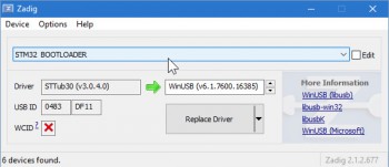 Zadig - STM32 Bootloader