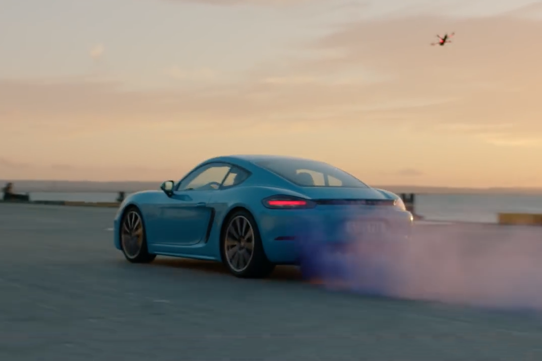 La Porsche 718 Cayman et les drones