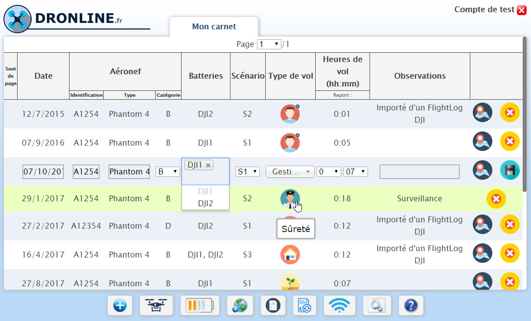 Carnet de vol Télépilote de Drone - 74 pages