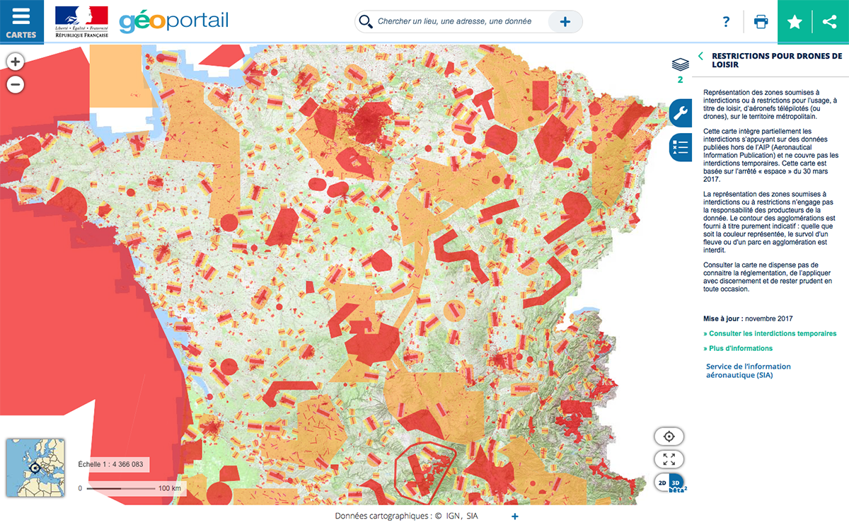 Une carte de France interactive pour faire voler son drone en toute  sécurité