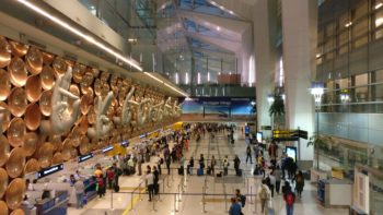 Sculpture of hasta mudras at Indira Gandhi International Airport