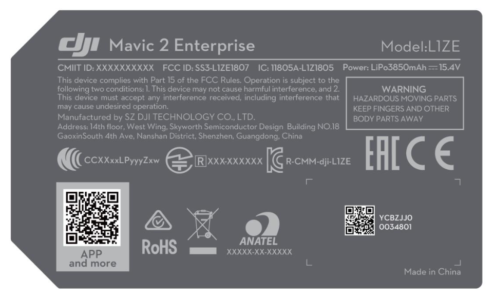 label fcc mavic2enterprise