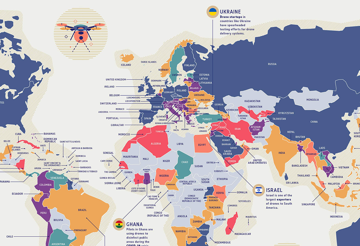 Les cartes « drone privacy laws » de Surfshark