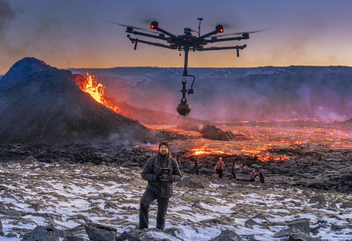 Le volcan, le drone et la caméra 360 8K !