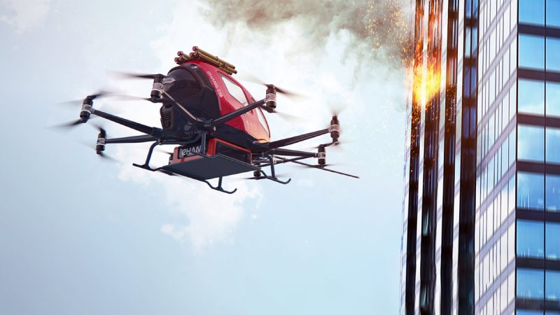 Ehang lance le EH216F, un multirotor habité destiné à la lutte contre les incendies