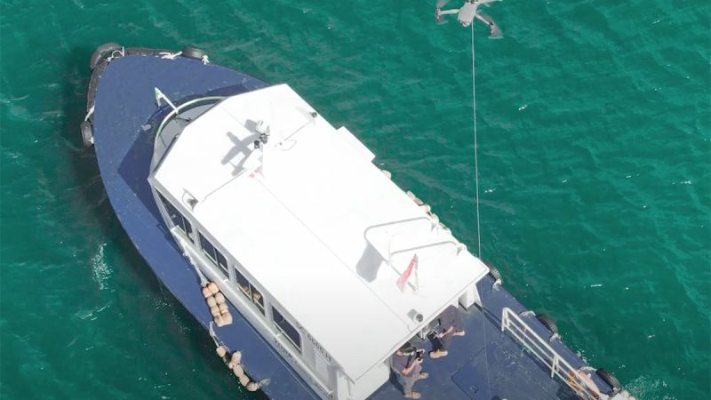 Volarious : le système V-Line Boat permet d’utiliser un Mavic 2 captif sur un bateau