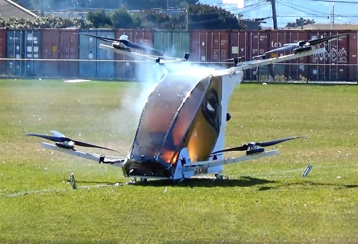 Incendie pendant un essai du eVTOL Guardian G1 de Aura Aerospace