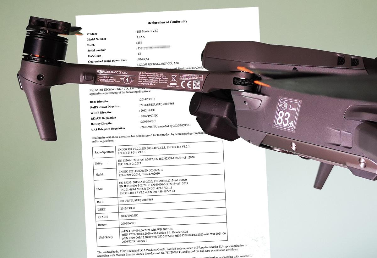 DJI : le document de certification de classe C1 pour Mavic 3 et Mavic 3 Cine