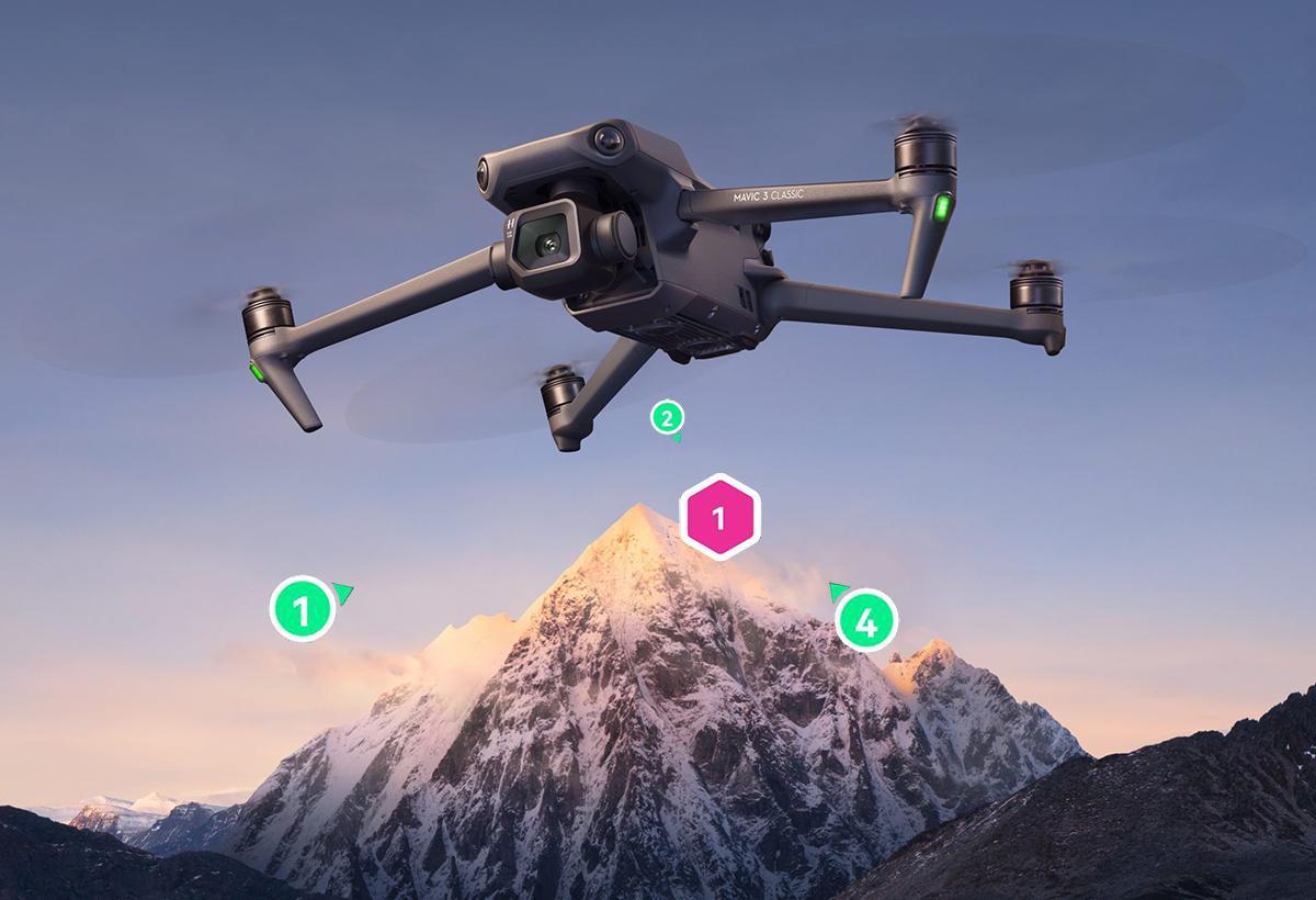 DJI Mavic 3 : mise à jour avec l’ajout des Waypoints avec POI, et augmentation de la hauteur max de vol à 1000 mètres