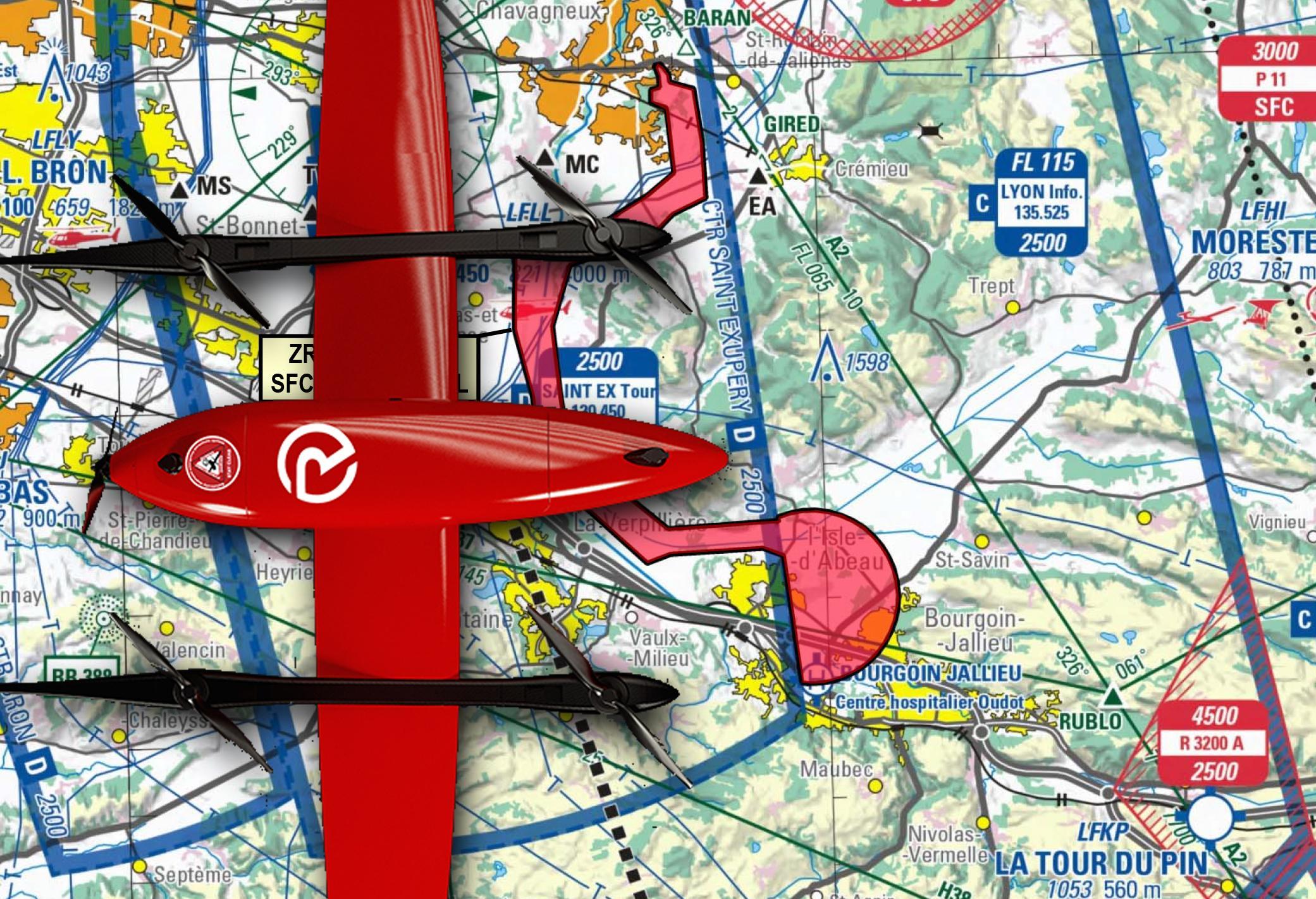 Expérimentations de livraisons médicales en drone près de Lyon (et interdictions de vol)