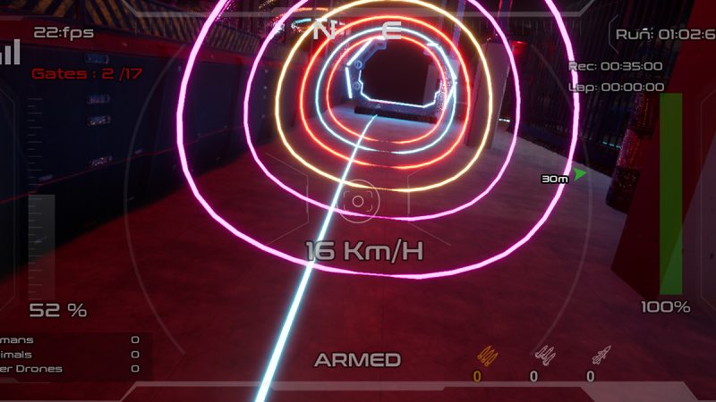 Le simulateur de FPV racing Zero-G Racer est disponible gratuitement en version Whoop avec le circuit GlowyOwlsPark