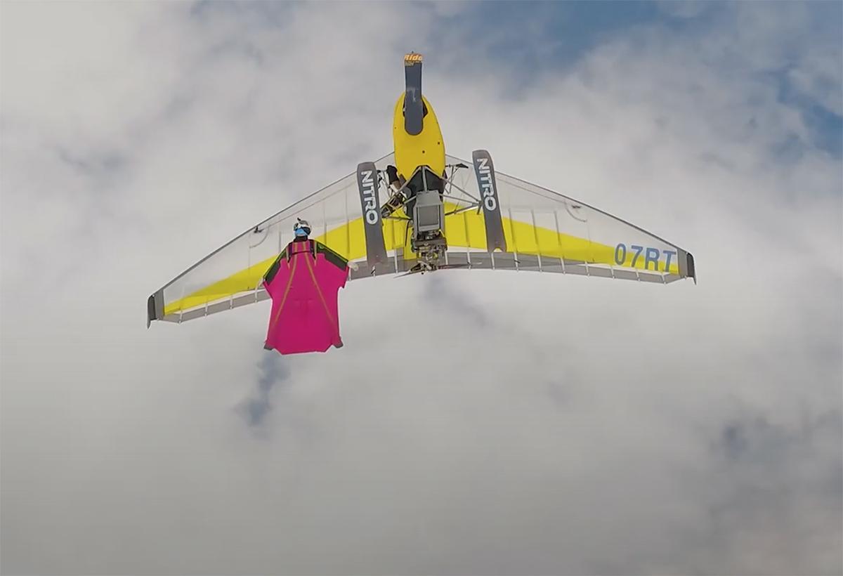 Cola FPV : World first with friends, en FPV racer, ULM et wingsuit