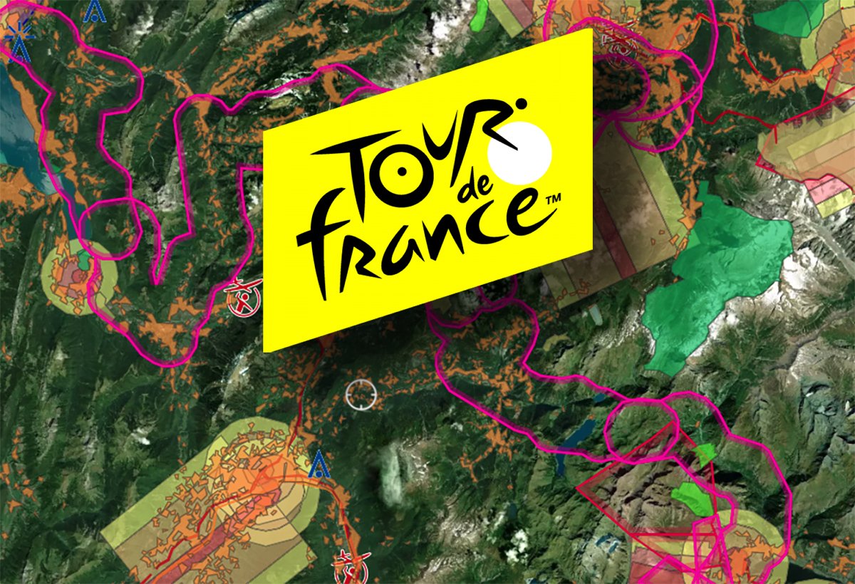 Tour de France 2023 : les interdictions de vol en drones (sur les zones montagneuses), avec l’aide de FlyBy