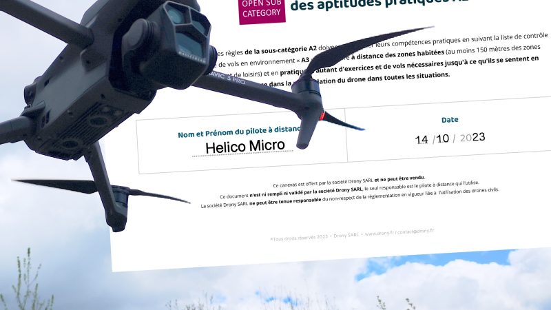 Drones de classe C2 : Drony offre un canevas de déclaration pour l’autoformation A2