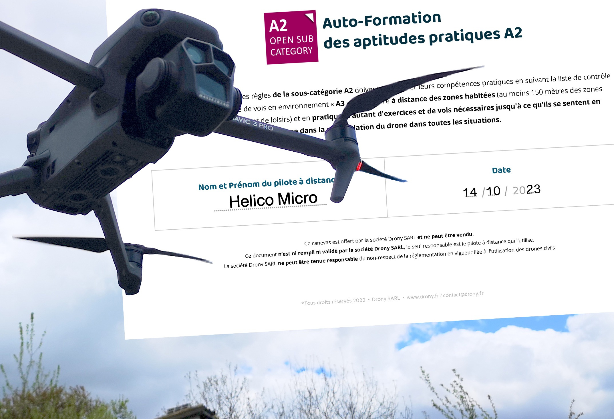 Drones de classe C2 : Drony offre un canevas de déclaration pour l’autoformation A2