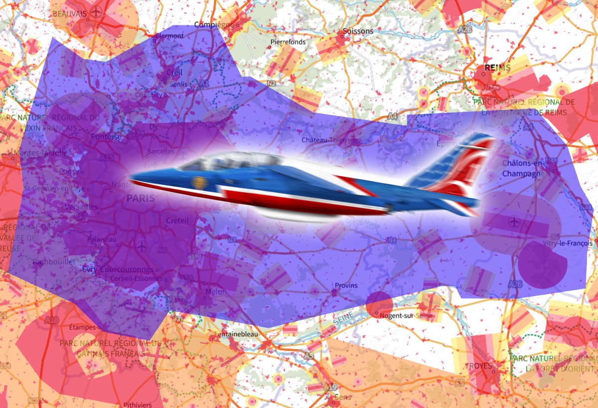 14 juillet 2024 : les interdictions de vol en drone en (très large) région parisienne