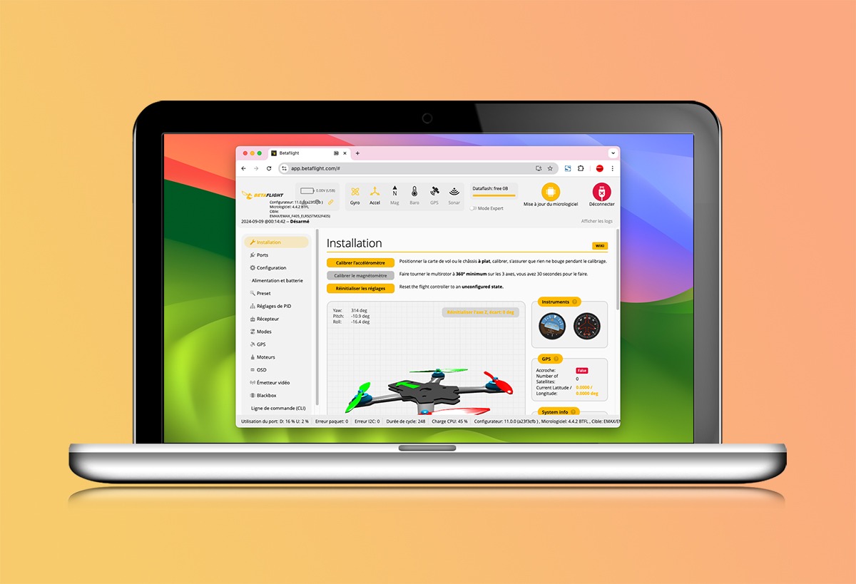 Betaflight Configurateur est disponible online en webapp