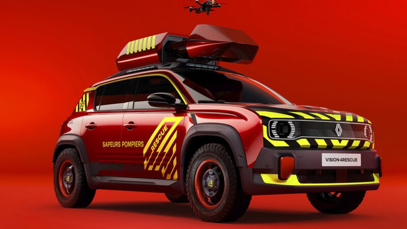 Vision 4rescue : la Renault 4 électrique connectée, équipée de drones, destinée aux services de secours